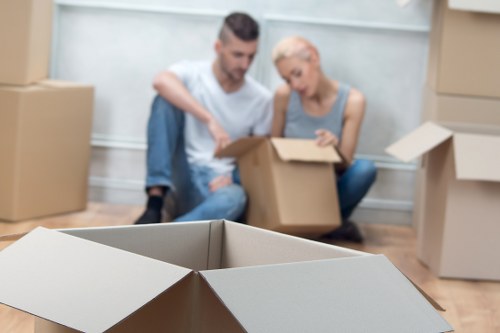 Sturdy moving boxes prepared for a relocation in Richmond upon Thames