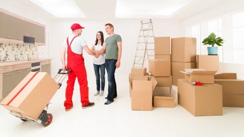 Removal van outside a property during house removals in Richmonduponthames