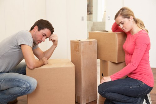 Packing supplies and labelled boxes for a flat move in Richmond upon Thames