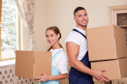 Packed student belongings prepared for transport in Richmond Upon Thames